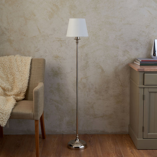 Pagazzi Fable Rechargeable LED Floor Lamp Polished Chrome with White Shade 130 cm