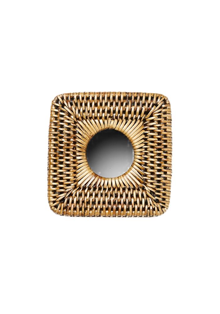 Casa by Josephine Jenno Brown Handwoven Rattan Tissue Box Cover 14 cm