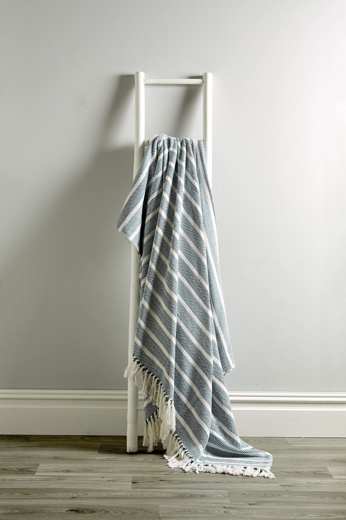 Stripe Handwoven Pure Cotton Throw Blanket with Tassells Eco-Friendly Perfect for Sofa Bed and Home Decor Available in Multiple Sizes and Calming Colours by OLIVIA ROCCO