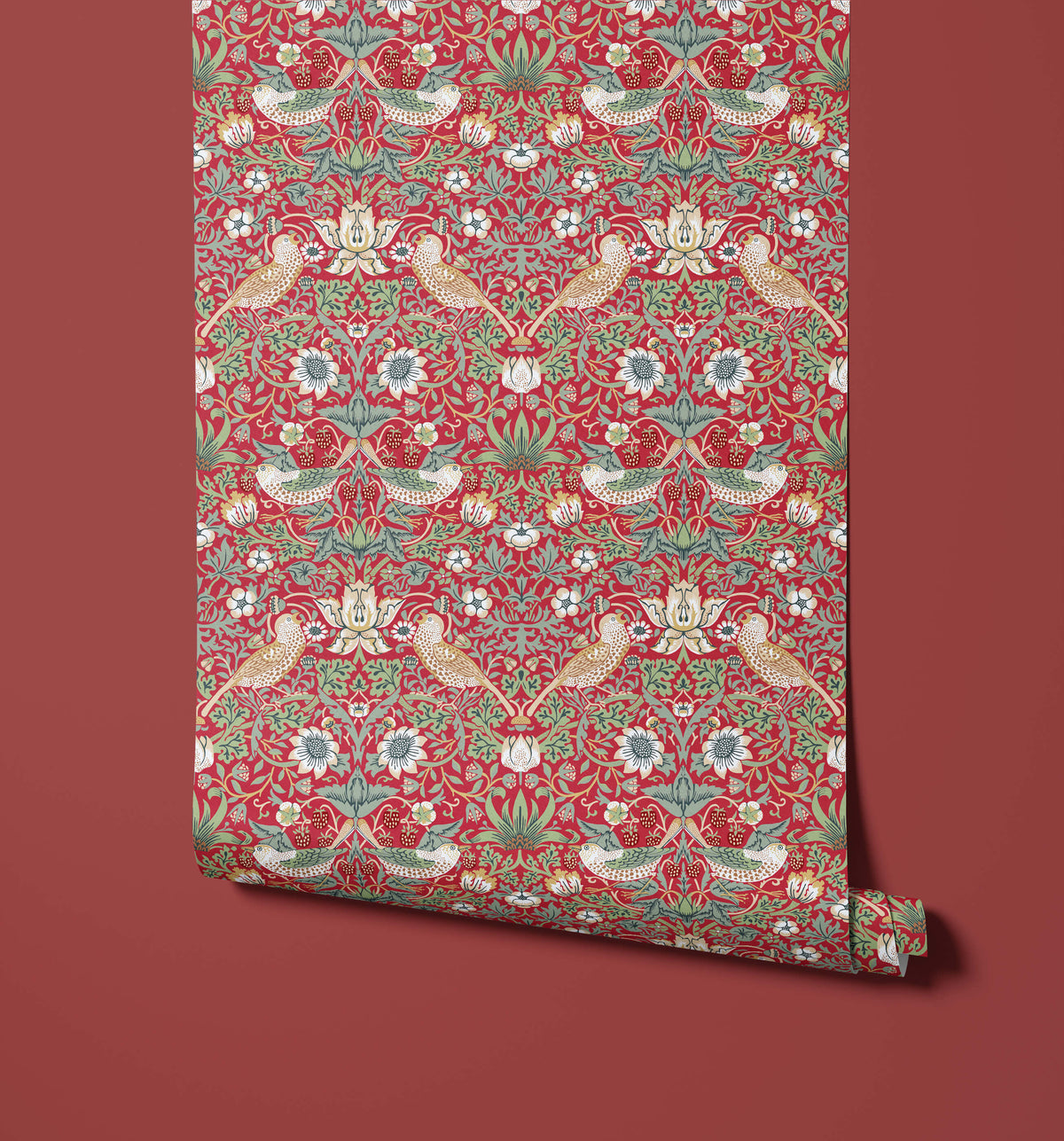 Bobbi Beck Thief Strawberry and Bird Wallpaper