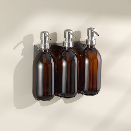 Nickel Triple Wall Mounted Soap Dispenser