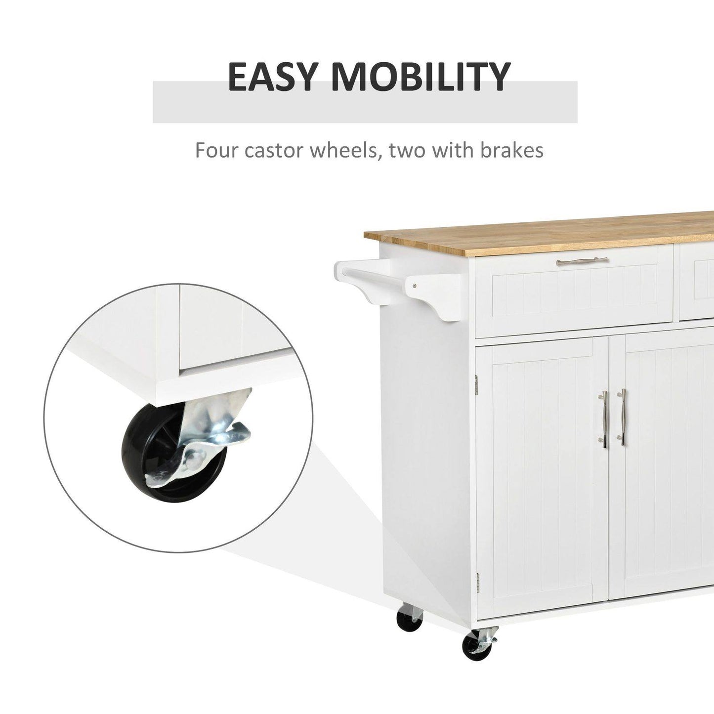 🏠 HOMCOM Kitchen Island Cart - Mobile Storage & Food Prep Station 🍽️