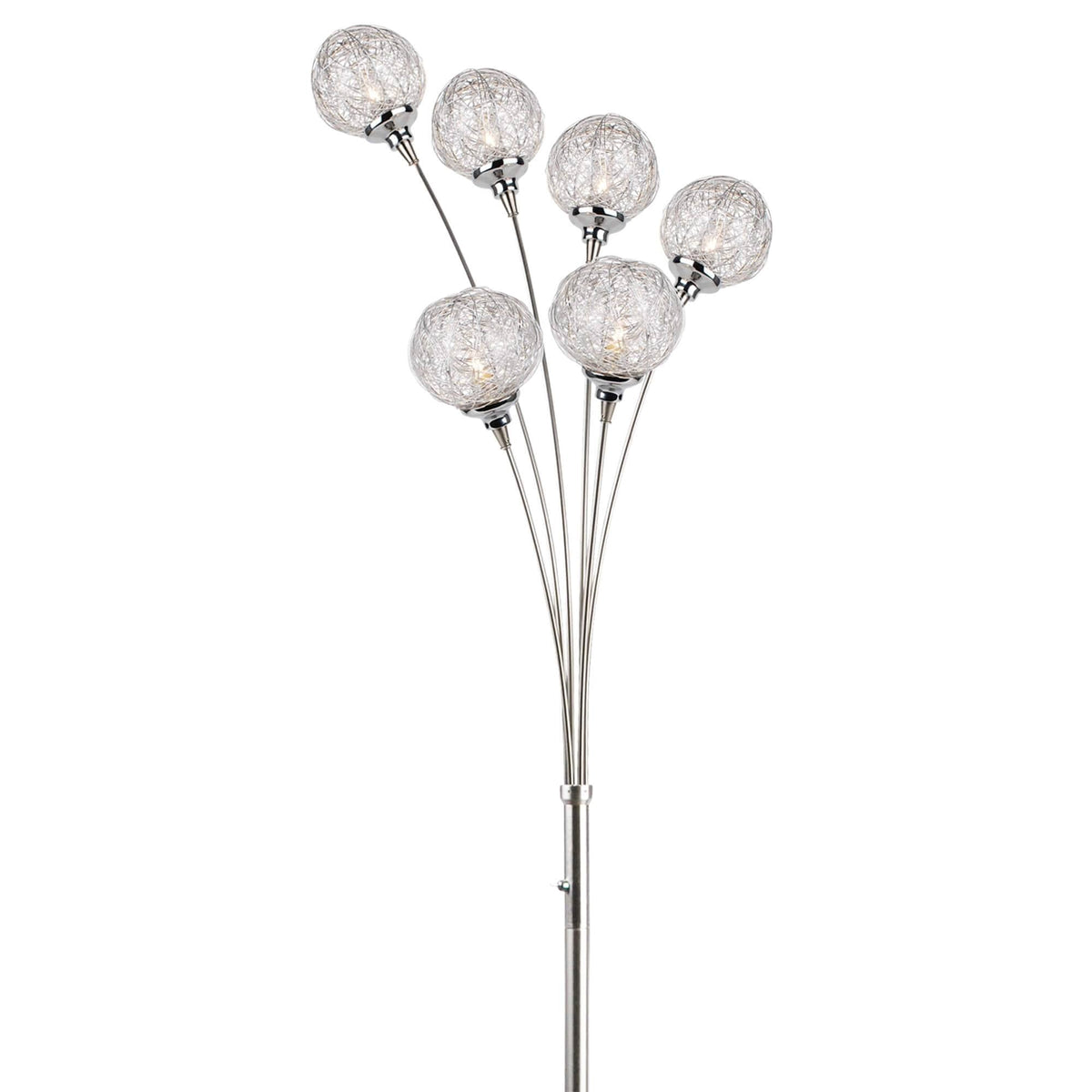 Pagazzi Orinoco 6 Light Floor Lamp Polished Chrome with Wire Shades 180 cm