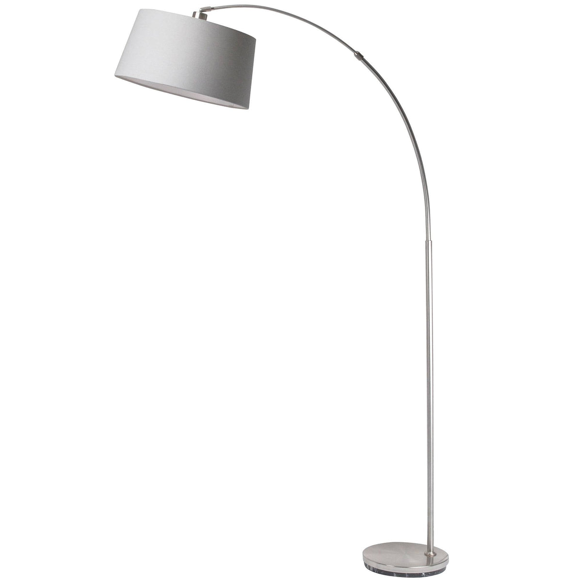 Pagazzi Jive Arc Floor Lamp Satin Chrome with Grey Shade 176 cm
