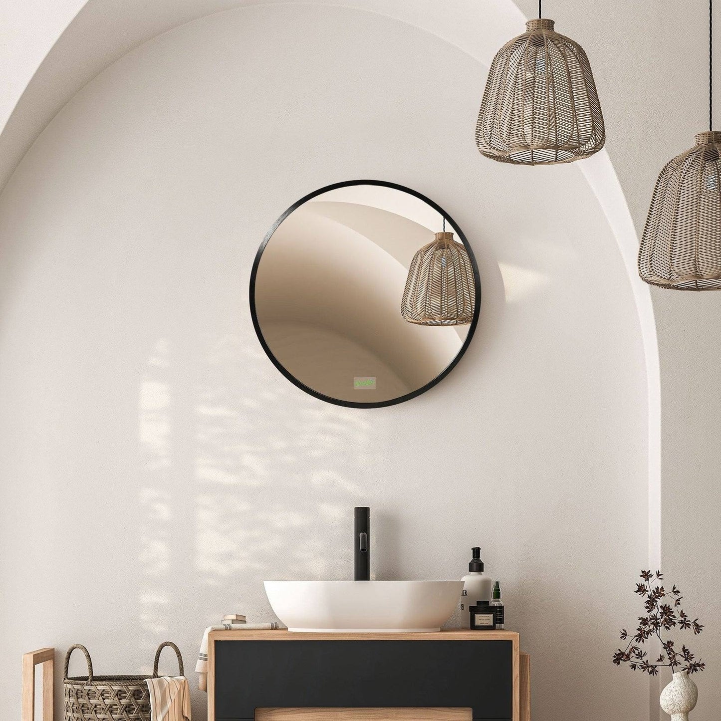 🪞 Kleankin Round Bathroom Mirror ✨ Modern Wall Mount Design