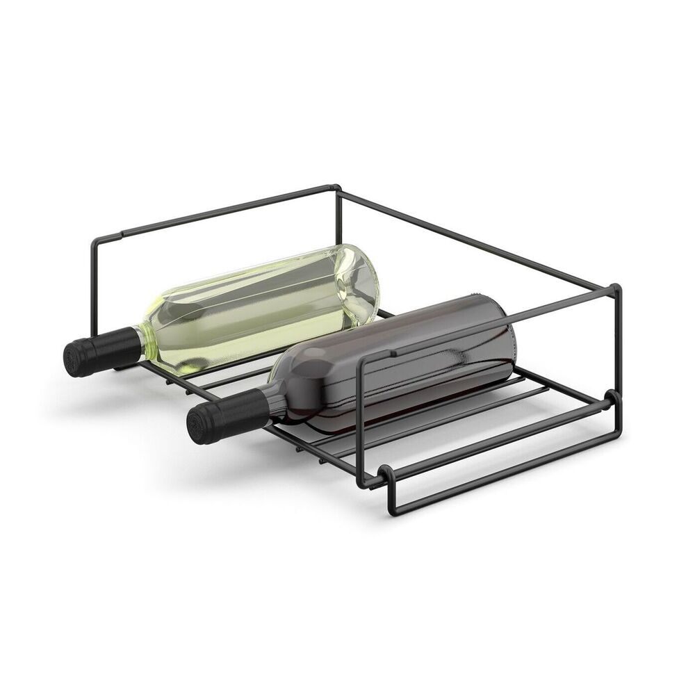 Zack Cubeto Powder Coated Black Stainless Steel Stackable Wine Rack 20554