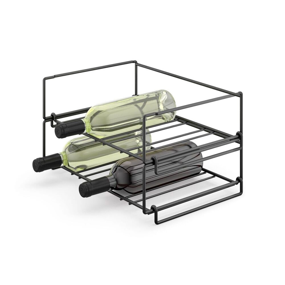 Zack Cubeto Powder Coated Black Stainless Steel Stackable Wine Rack 20554
