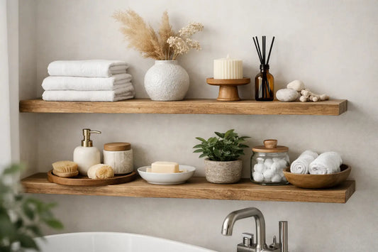How to Style Bathroom Shelves Beautifully