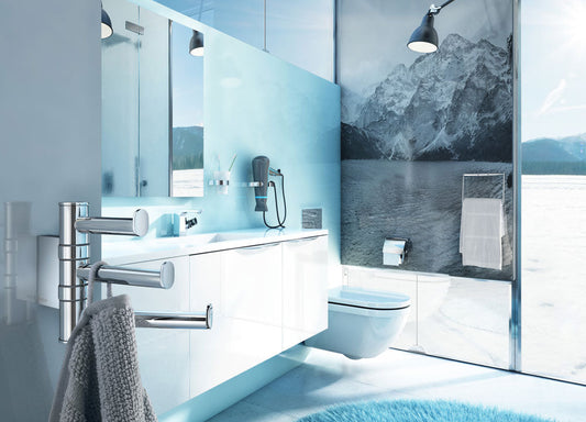 Contemprary bathroom with Smedbo AIR fittings