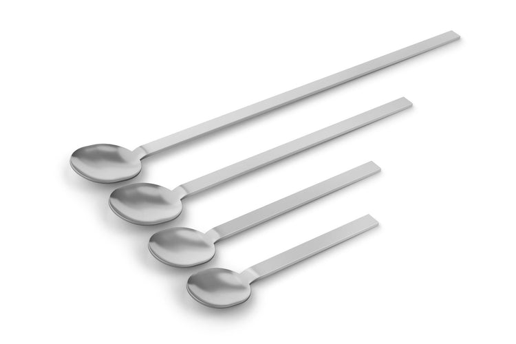 Four cocktail spoons with different length handles
