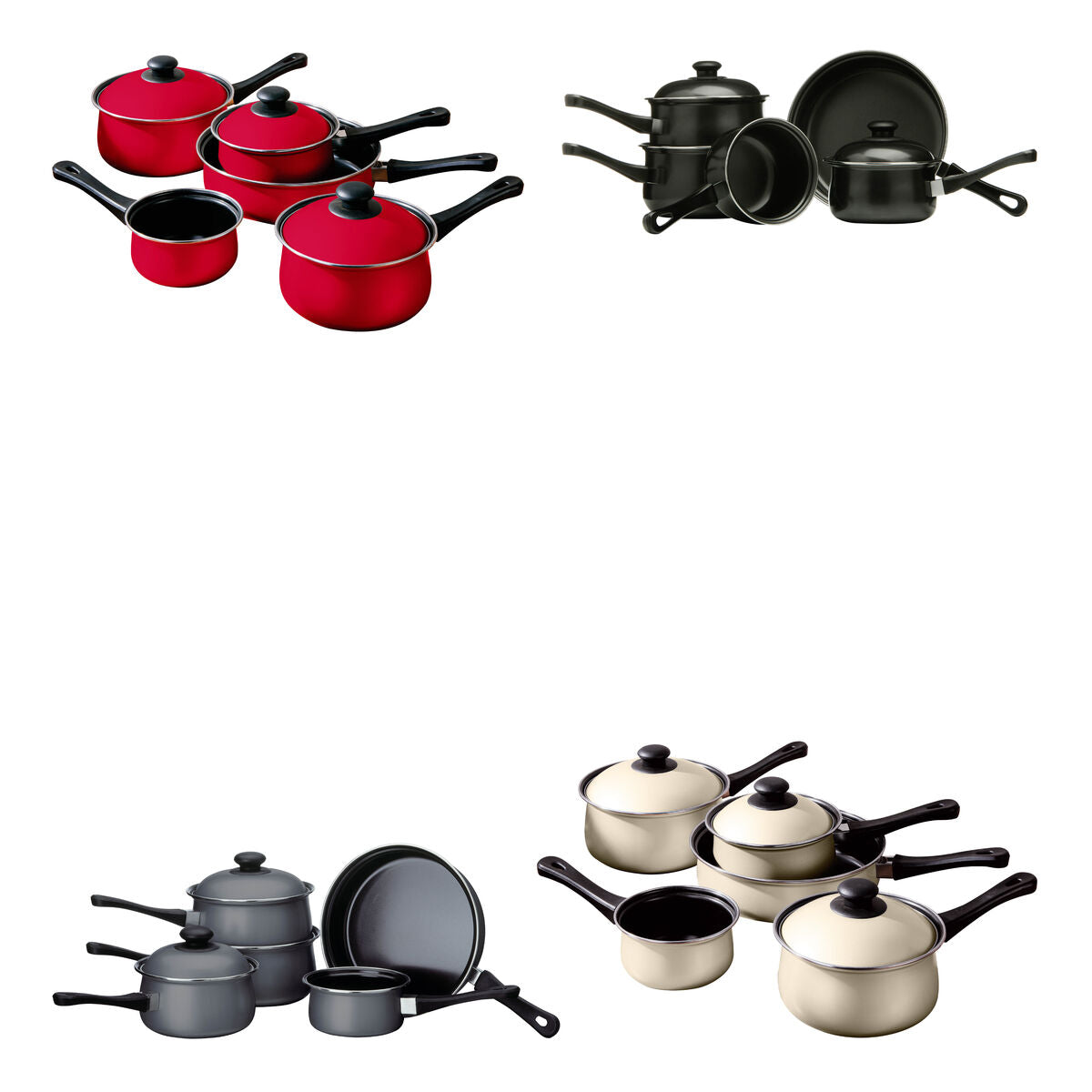Viggo 5-Piece Black Non-Stick Carbon Steel Cookware Set