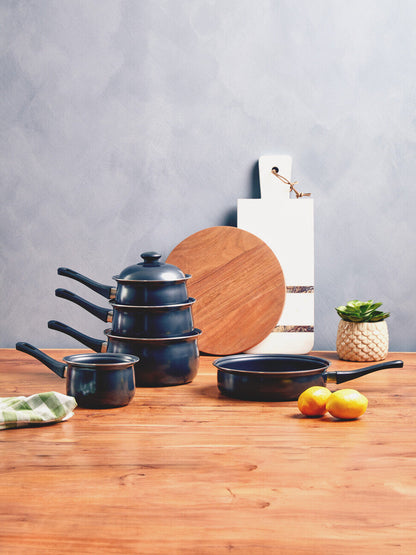 Viggo 5-Piece Black Non-Stick Carbon Steel Cookware Set