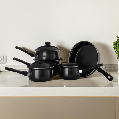 Viggo 5-Piece Black Non-Stick Carbon Steel Cookware Set