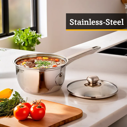 Crosse Set of 3 Mirrored Stainless Steel Saucepans with Glass Lids