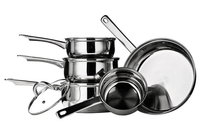 Crosse 5-Piece Stainless Steel Pan Set with Glass Lids
