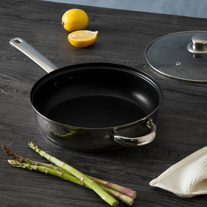 Crosse 26cm Black Non-Stick Frying Pan with Glass Lid