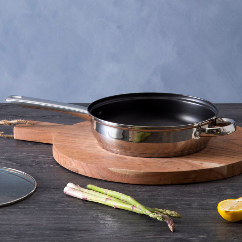 Crosse 26cm Black Non-Stick Frying Pan with Glass Lid
