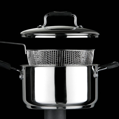 Tenzo Stainless Steel Chip Pan with Glass Lid & Wire Basket