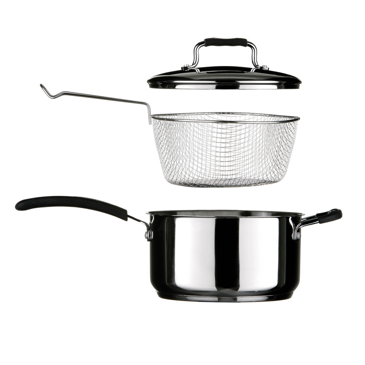 Tenzo Stainless Steel Chip Pan with Glass Lid & Wire Basket