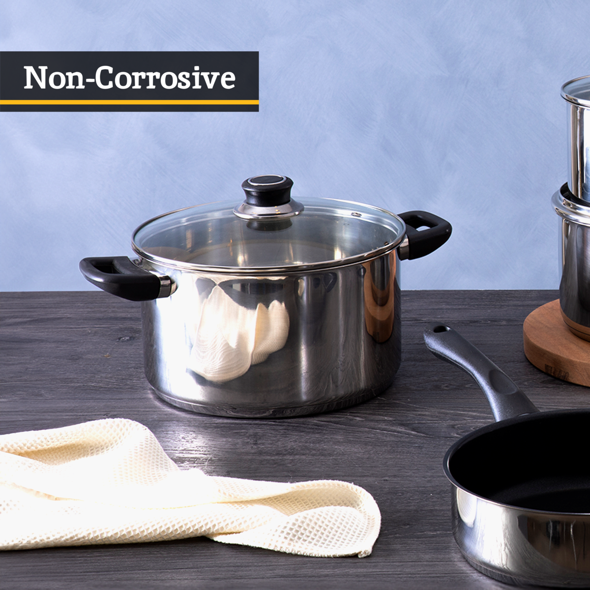 Crosse 6-Piece Stainless Steel Cookware Set with Glass Lids