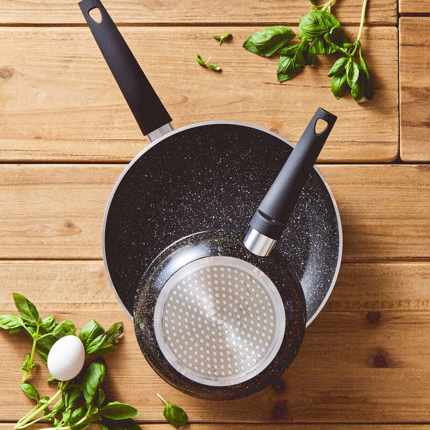 Stoneflam 28cm Black Marble Non-Stick Frying Pan