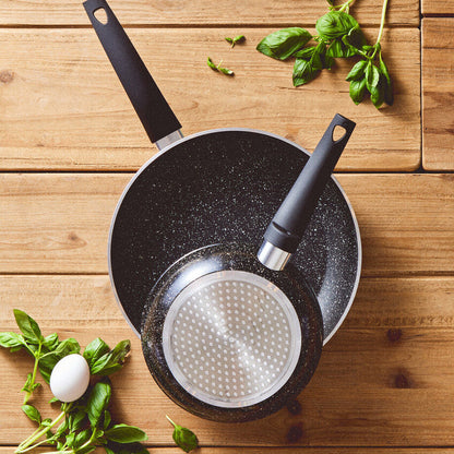 Stoneflam 28cm Black Marble Non-Stick Frying Pan