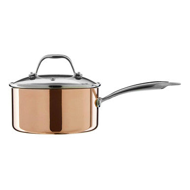 Minerva 18cm Tri-Ply Copper Finish Saucepan with Glass Lid