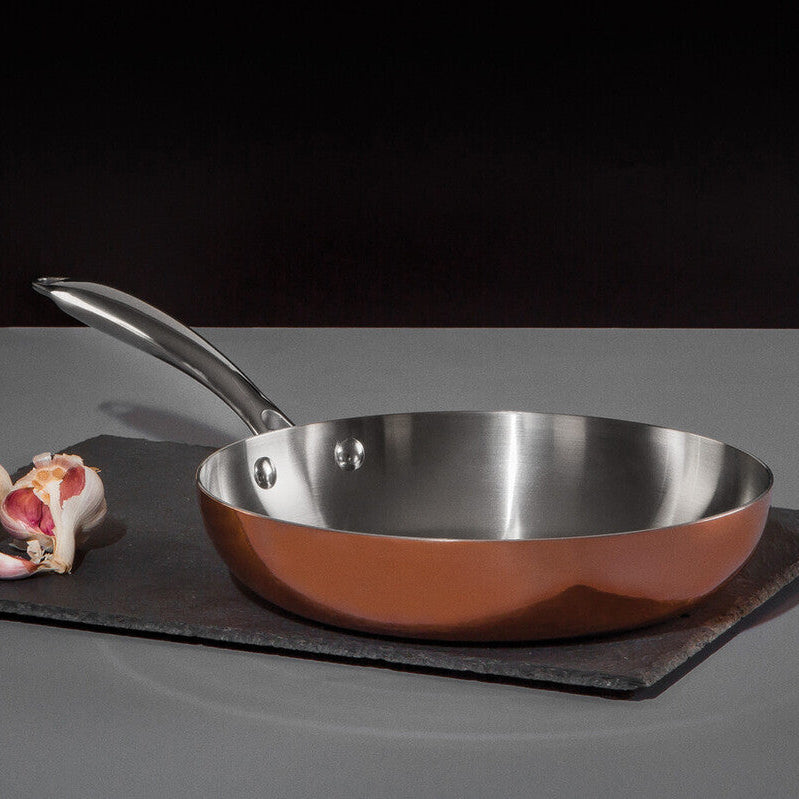 Minerva 24cm Tri-Ply Copper Finish Stainless Steel Frying Pan