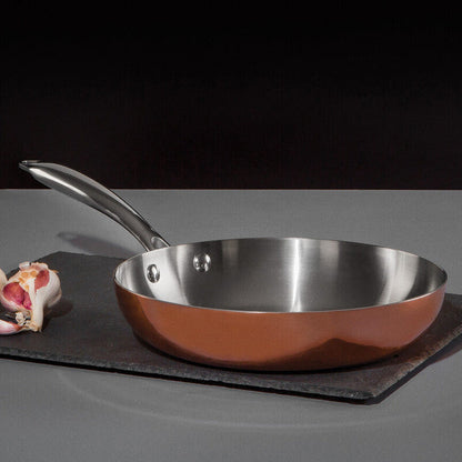 Minerva 24cm Tri-Ply Copper Finish Stainless Steel Frying Pan