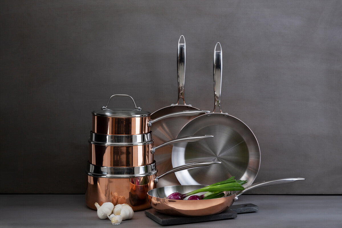 Minerva 24cm Tri-Ply Copper Finish Stainless Steel Frying Pan