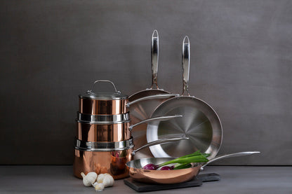 Minerva 24cm Tri-Ply Copper Finish Stainless Steel Frying Pan