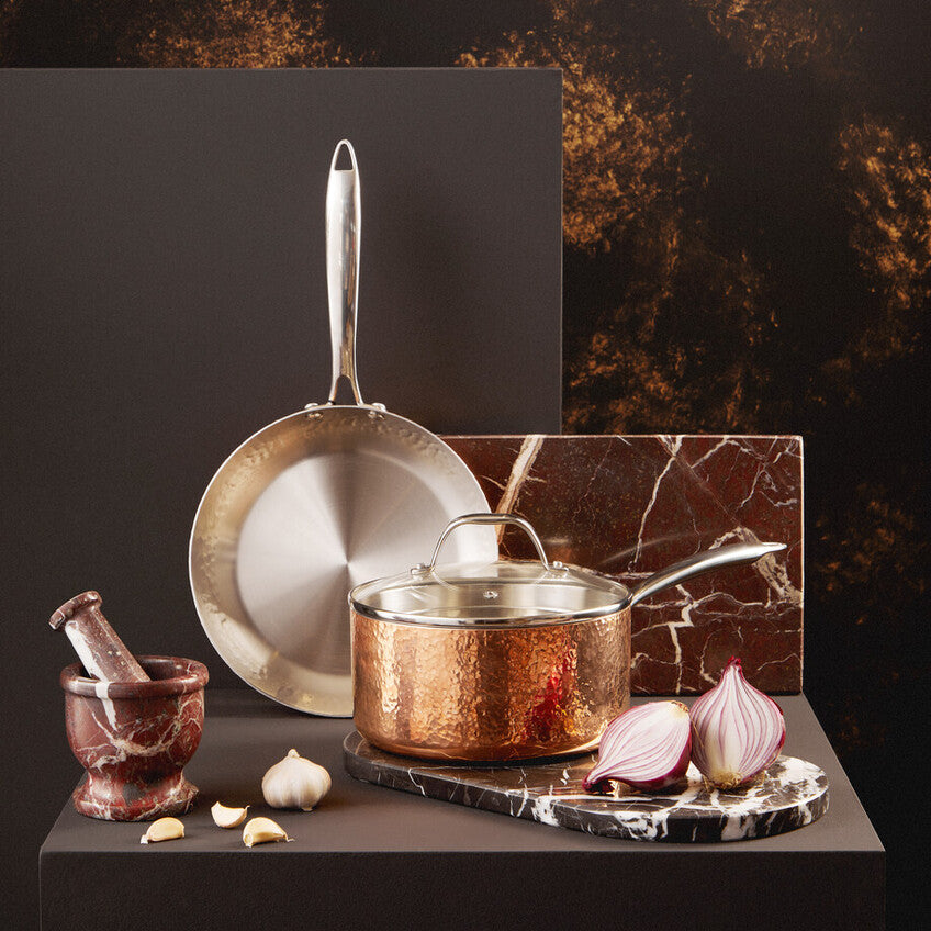 Minerva 24cm Hammered Copper Finish Stainless Steel Frying Pan