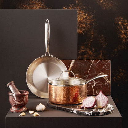 Minerva 24cm Hammered Copper Finish Stainless Steel Frying Pan