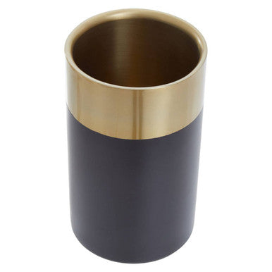 Mixology Black & Gold Wine Cooler with gold top and black body on a white background