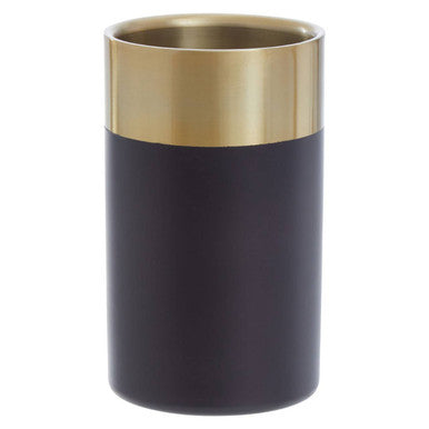 Mixology Black & Gold Wine Cooler with gold top on a white background