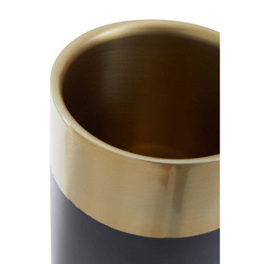 Mixology Black & Gold Wine Cooler with gold rim and black body on a white background