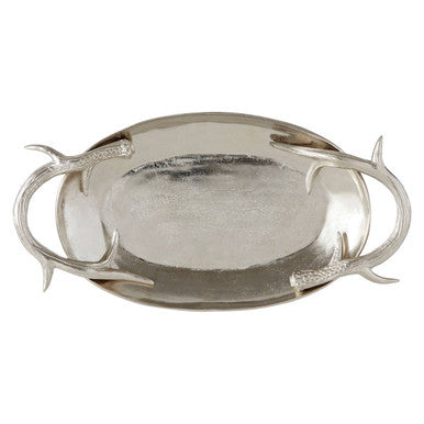 Antler serving tray styled on a dining table