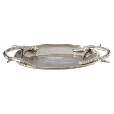 Antler serving tray shown from above with recessed centre