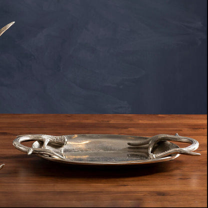 Antler silver aluminium serving tray, 54cm
