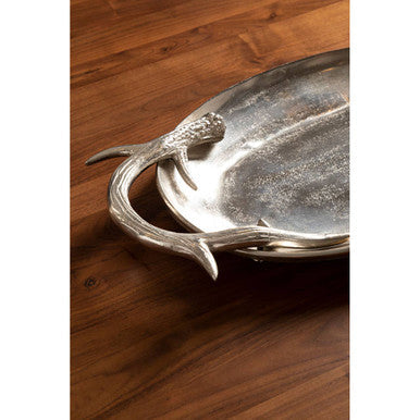 Antler serving tray used as a console table centrepiece
