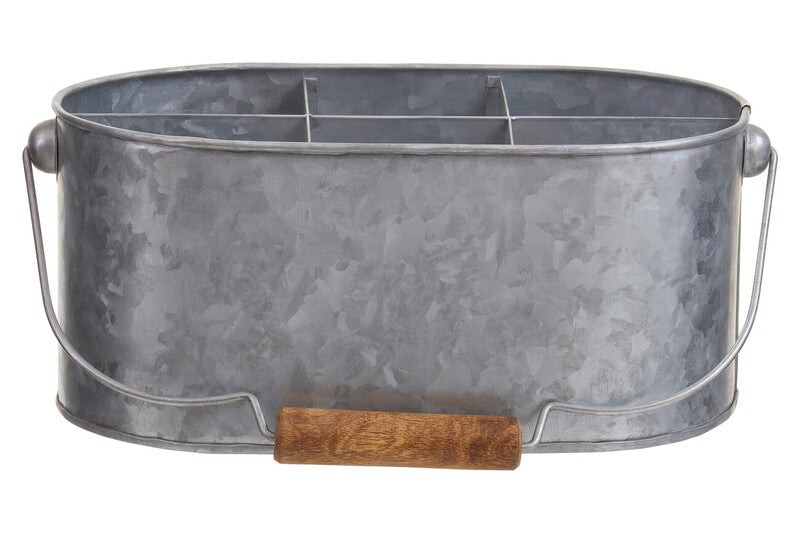 Drummond 6 Compartment Oval Galvanised Steel Caddy