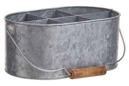 Drummond 6 Compartment Oval Galvanised Steel Caddy