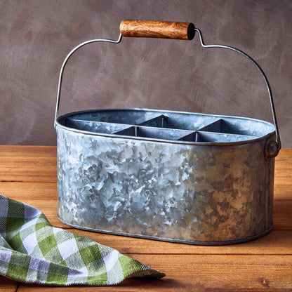 Drummond 6 Compartment Oval Galvanised Steel Caddy