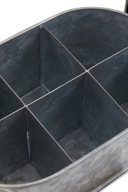 Drummond 6 Compartment Oval Galvanised Steel Caddy