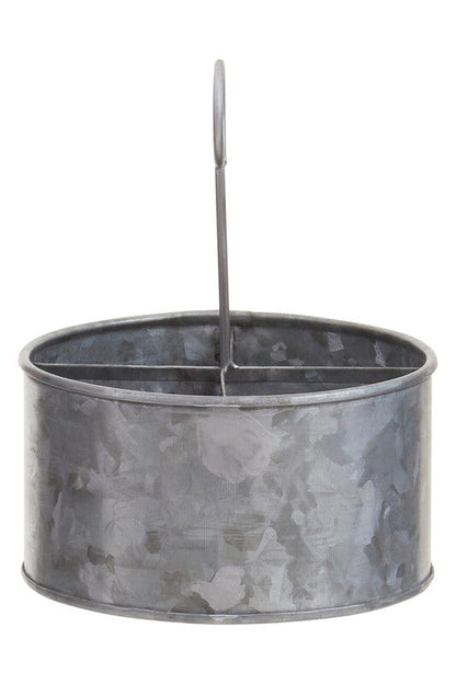 Drummond Galvanised Steel 4 Compartment Round Cutlery Caddy