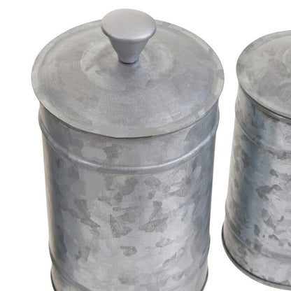 Drummond Set Of Three Galvanised Steel Canisters