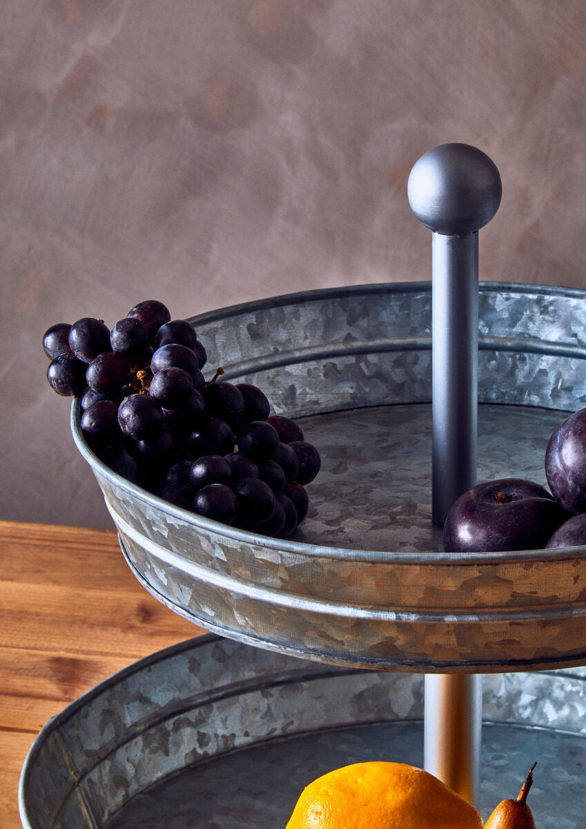 Drummond Two Tier Galvanised Steel Cake Stand