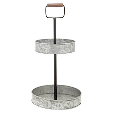 Drummond Two-Tier Galvanised Steel Cake Stand With Handle