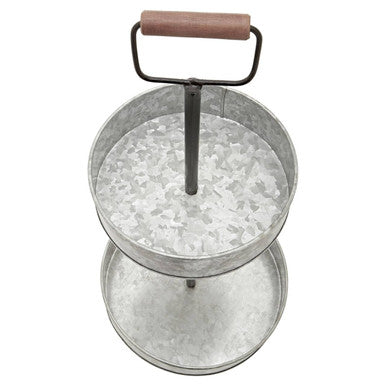 Drummond Two-Tier Galvanised Steel Cake Stand With Handle