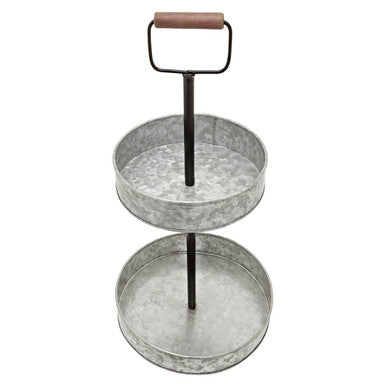 Drummond Two-Tier Galvanised Steel Cake Stand With Handle